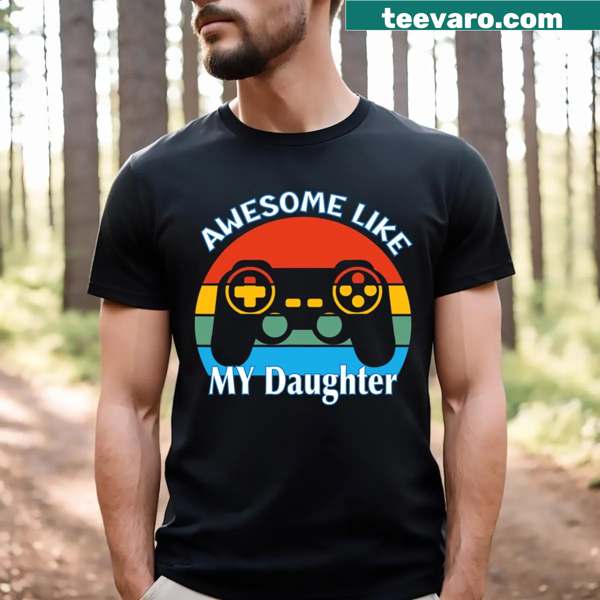 Funny gaming T-shirt featuring 'Awesome Like My Daughter' for dads — on a men's t-shirt
