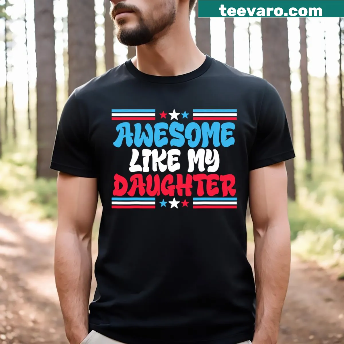 Funny T-shirt saying 'Awesome Like My Daughter' for dads — on a men's t-shirt
