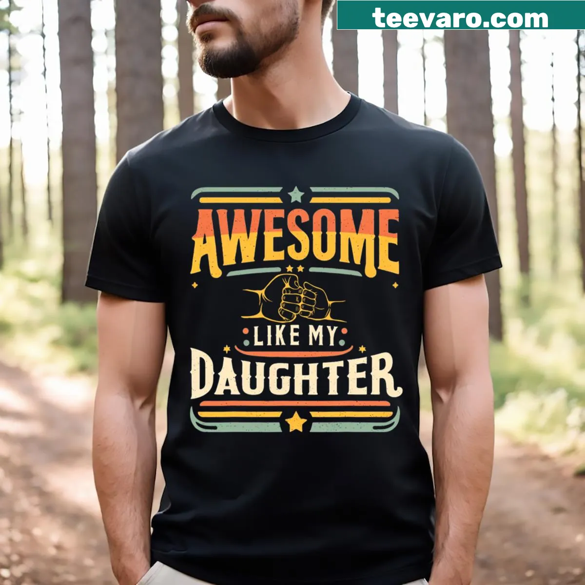 Vintage-style T-shirt with 'Awesome Like My Daughter' for fathers. — on a men's t-shirt