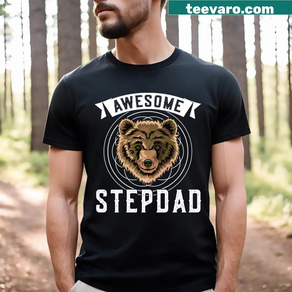 Awesome Stepdad T-shirt with bold typography design — on a men's t-shirt
