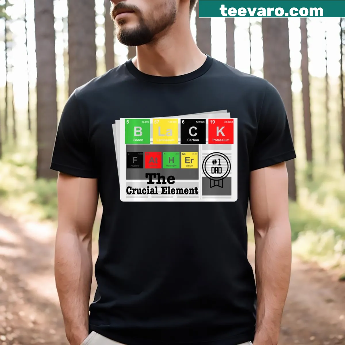 Funny Black Father t-shirt with text celebrating fatherhood. — on a men's t-shirt