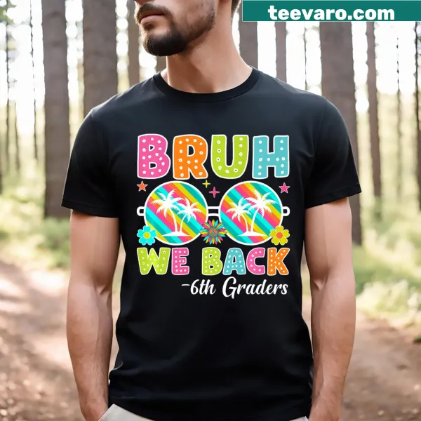 Dalmatian dotted t-shirt with the phrase 'Bruh, we back!'