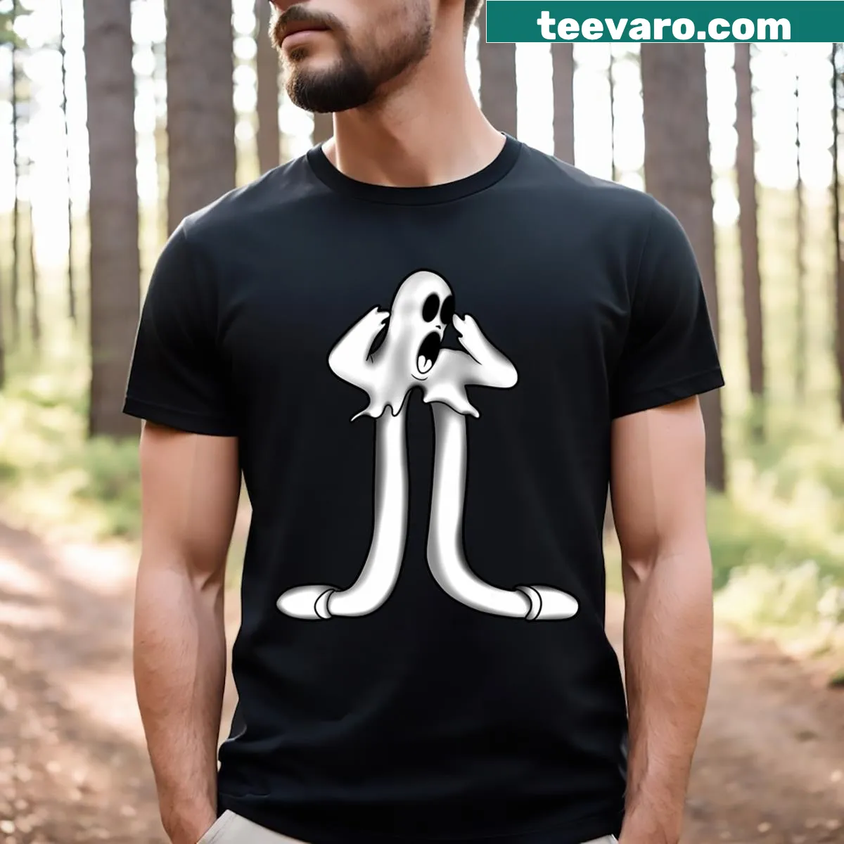 Scary goth t-shirt featuring Ghost and Koko the Clown design — on a men's t-shirt