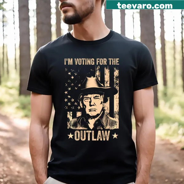 Vintage cowboy-themed tee with US flag and Trump design