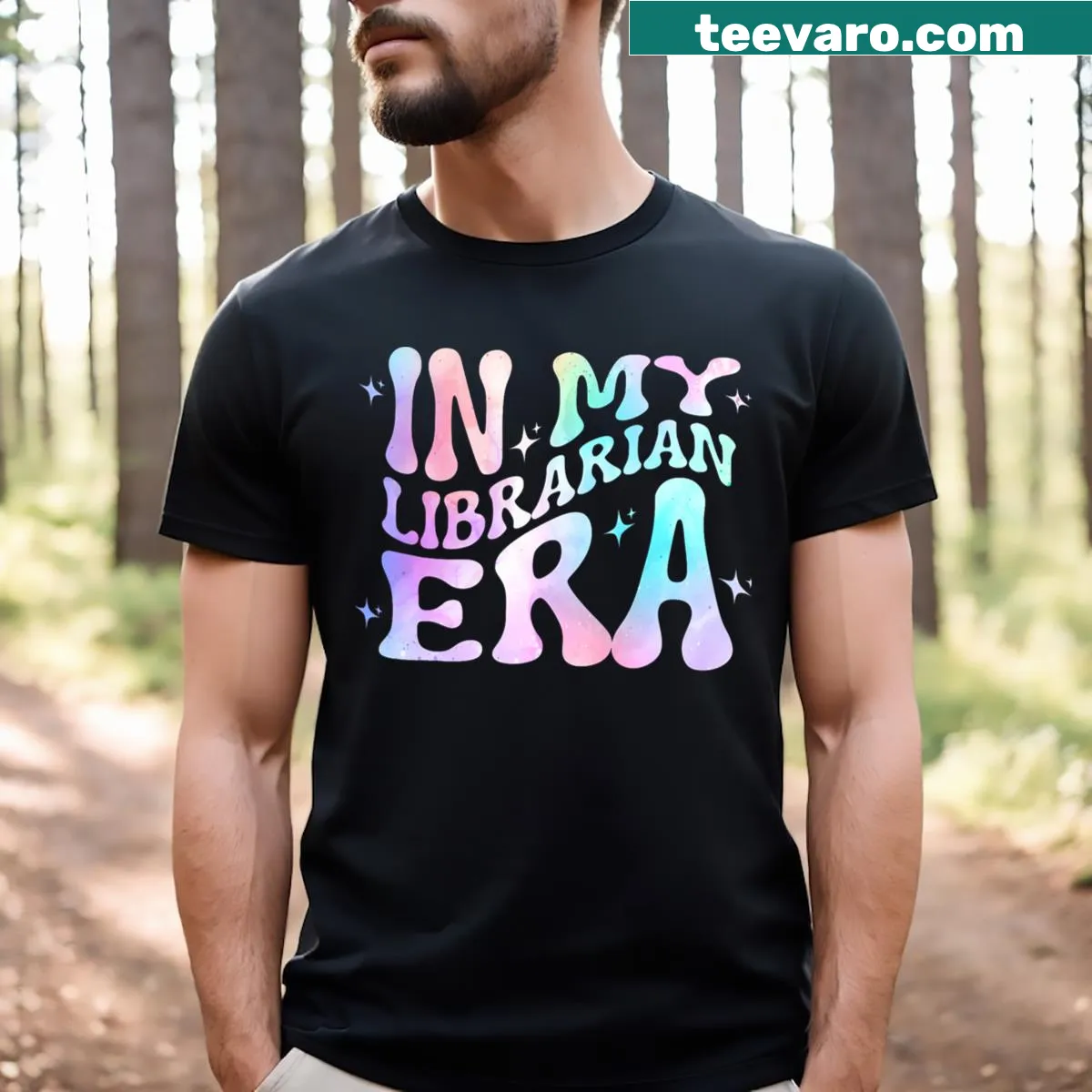 Funny T-shirt with 'In My Librarian Era' text in a retro style — on a men's t-shirt