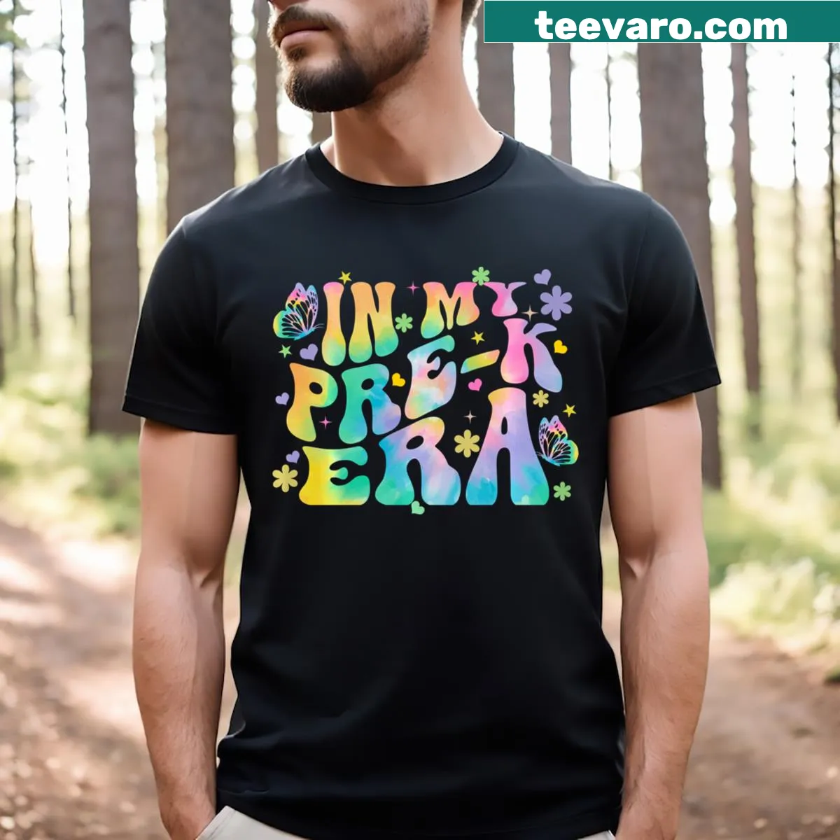 Retro back-to-school shirt with playful graphics — on a men's t-shirt