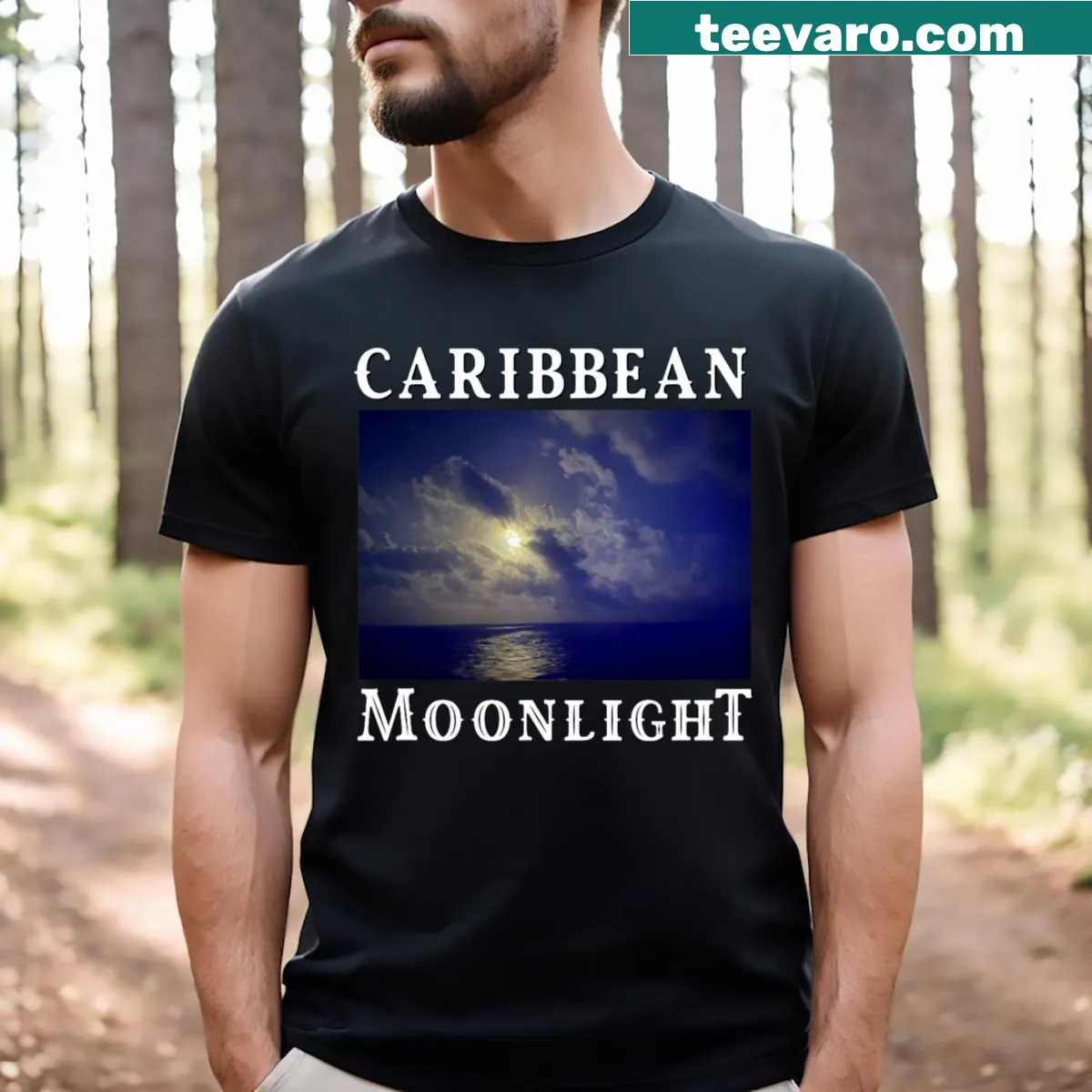 James & Mary Company T-shirt with charming font — on a men's t-shirt