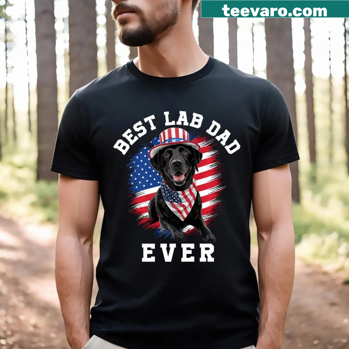 Illustration of a Labrador Retriever with Lab Dad text for dog lovers — on a men's t-shirt