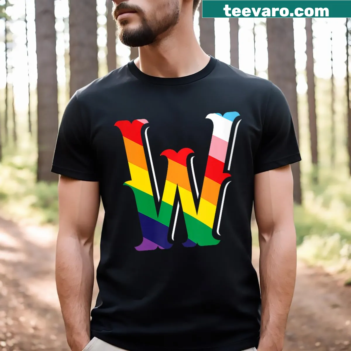 Pride logo design on a casual T-shirt — on a men's t-shirt