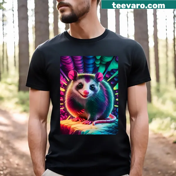 Playful opossum design on T-shirt