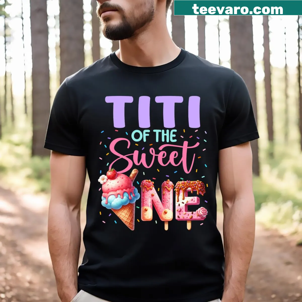 Cute ice cream-themed t-shirt for a child's 1st birthday — on a men's t-shirt