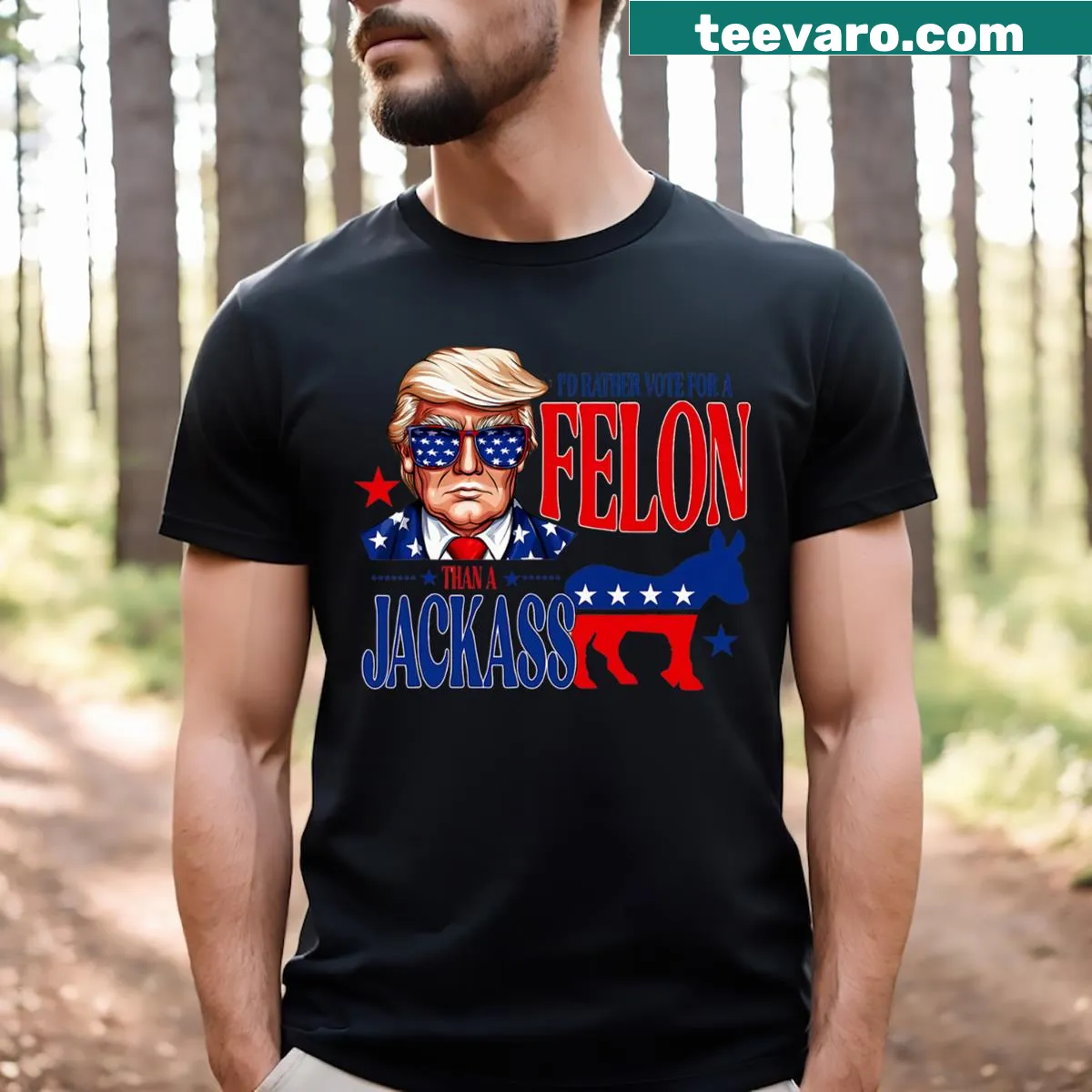 T-shirt with humorous anti-political slogan for Trump supporters — on a men's t-shirt