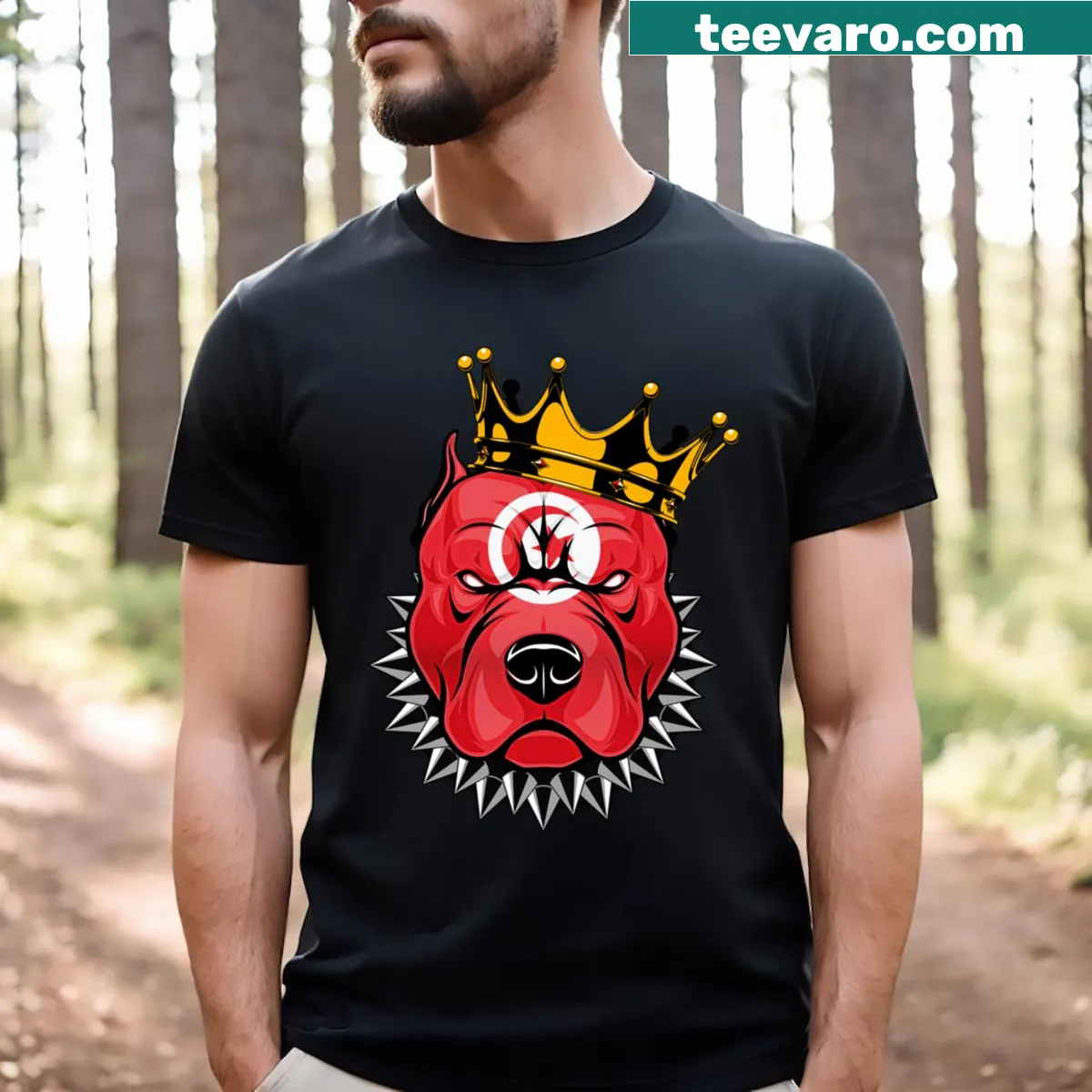 T-shirt with Tunisia flag and dog-themed graphic — on a men's t-shirt