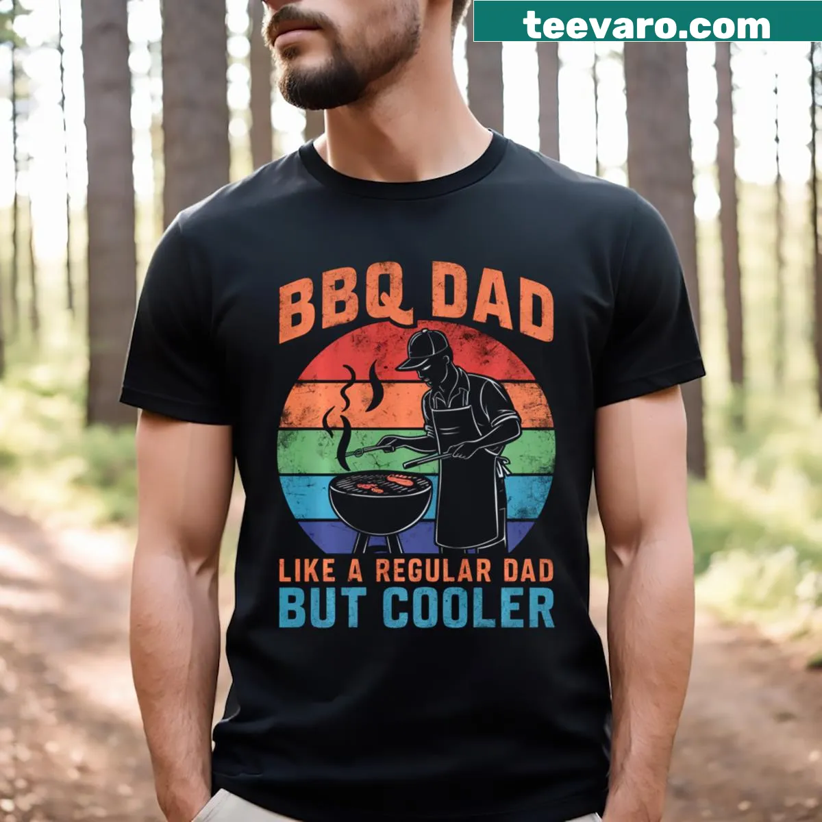 Vintage BBQ Dad T-shirt with humorous text. — on a men's t-shirt