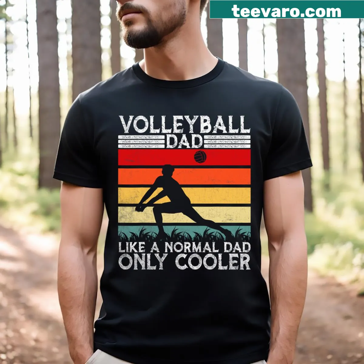 Retro vintage t-shirt for volleyball dads with humorous text — on a men's t-shirt