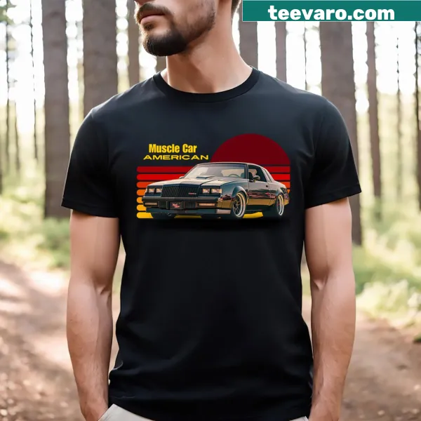 Illustration of an American muscle car on a t-shirt