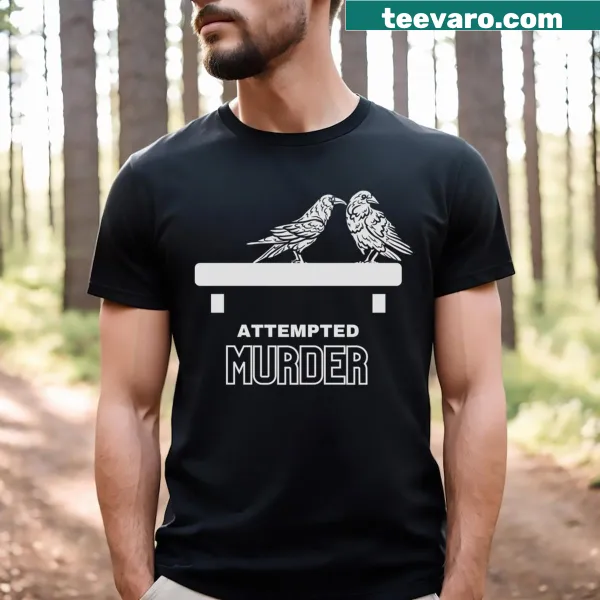 Unique t-shirt featuring a line-art design about crows and conspiracy theories