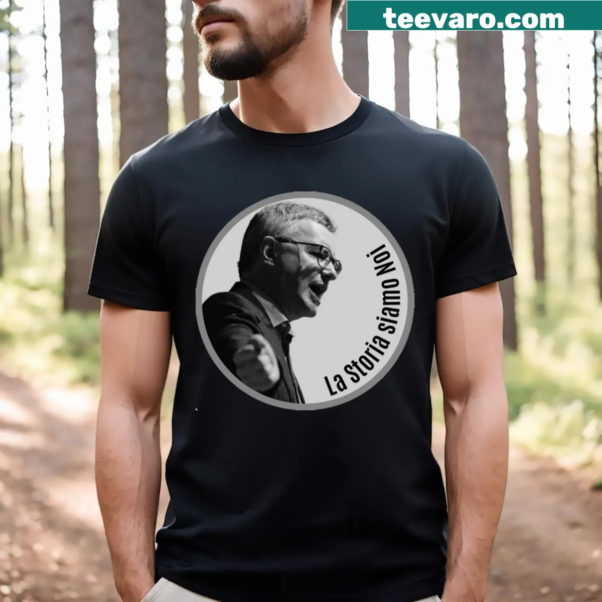 Minimalist Barbero Alessandro text on a T-shirt — on a men's t-shirt
