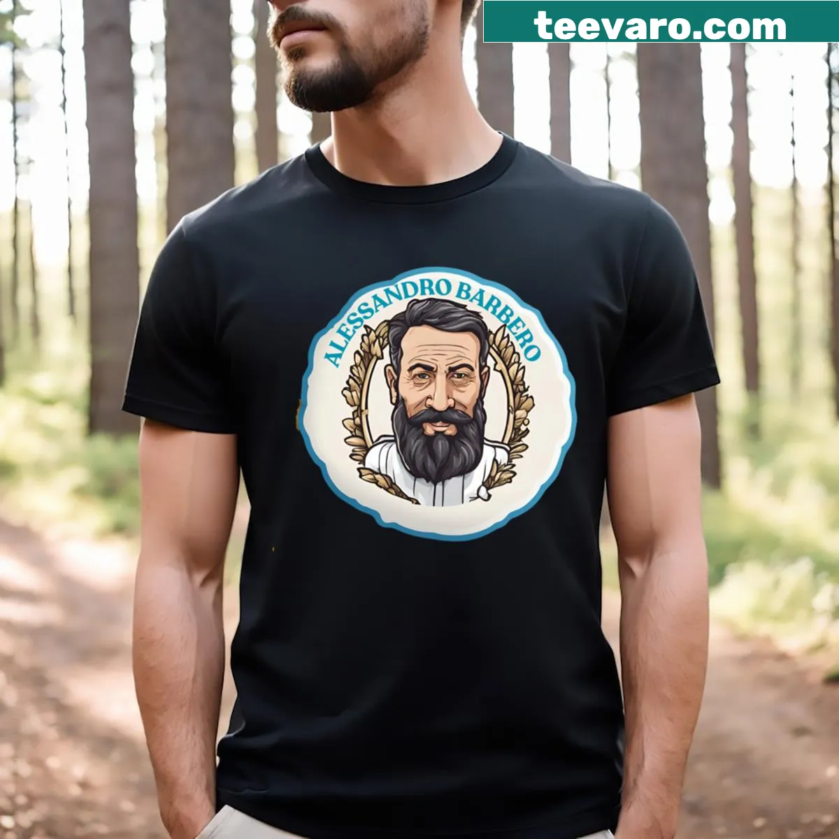 Barbero-themed design on T-shirt — on a men's t-shirt