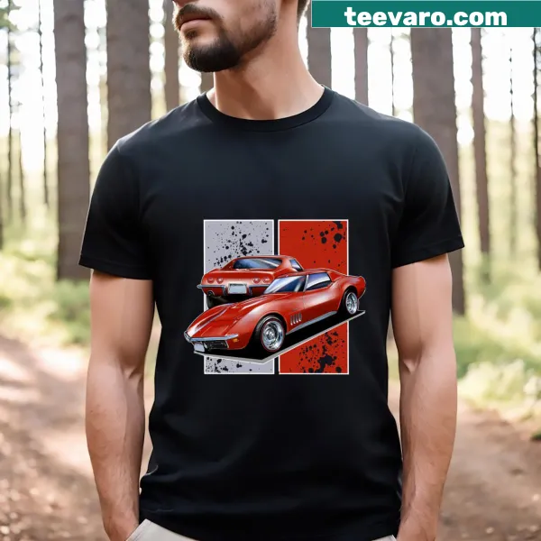Hand-drawn C3 Corvette graphic on a casual t-shirt