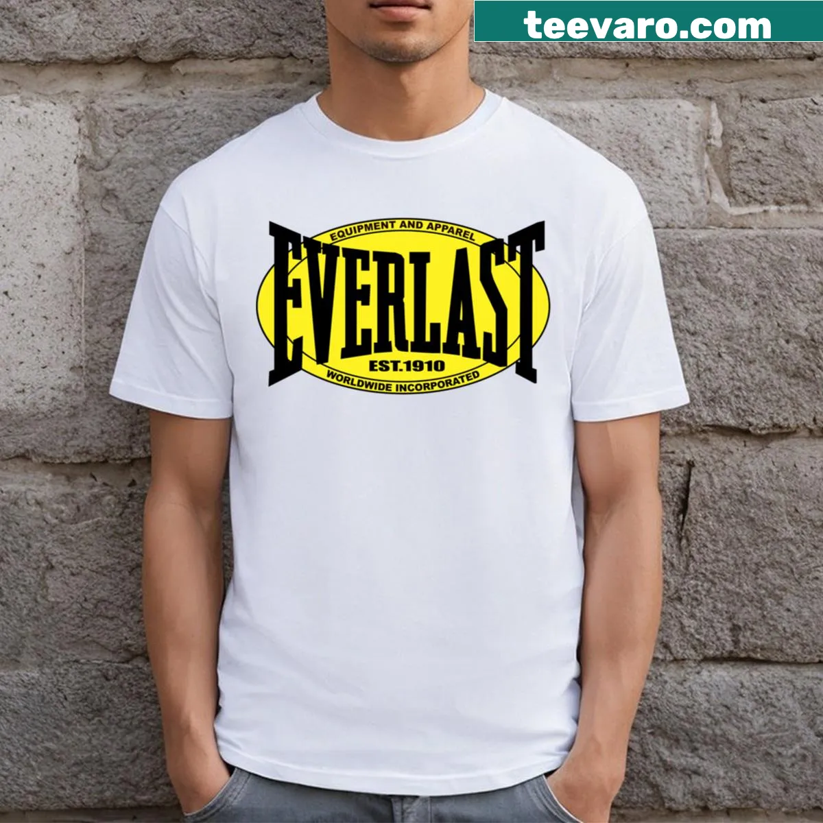 Classic boxing-themed T-shirt with Everlast branding — on a men's t-shirt