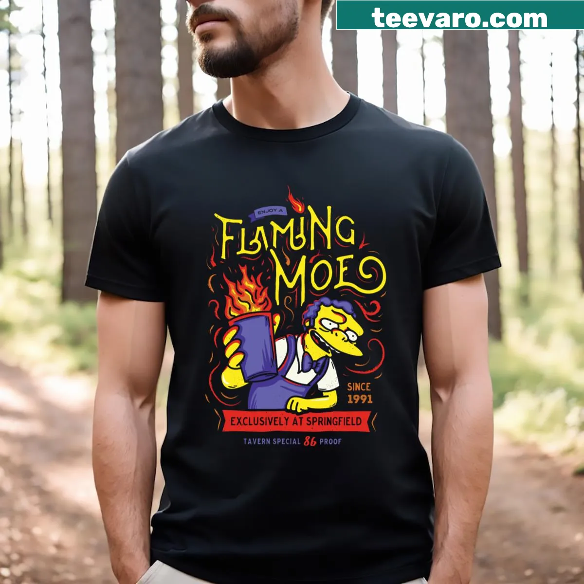 Illustration of a flaming drink on a T-shirt — on a men's t-shirt