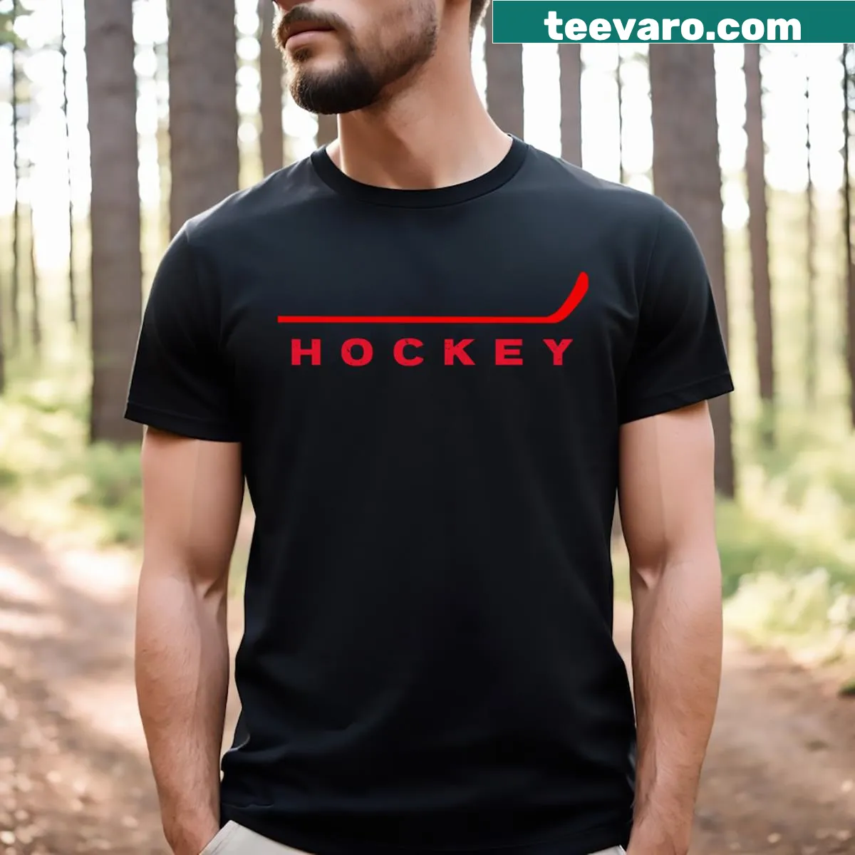 Playful hockey-themed t-shirt with fun illustrations for fans. — on a men's t-shirt