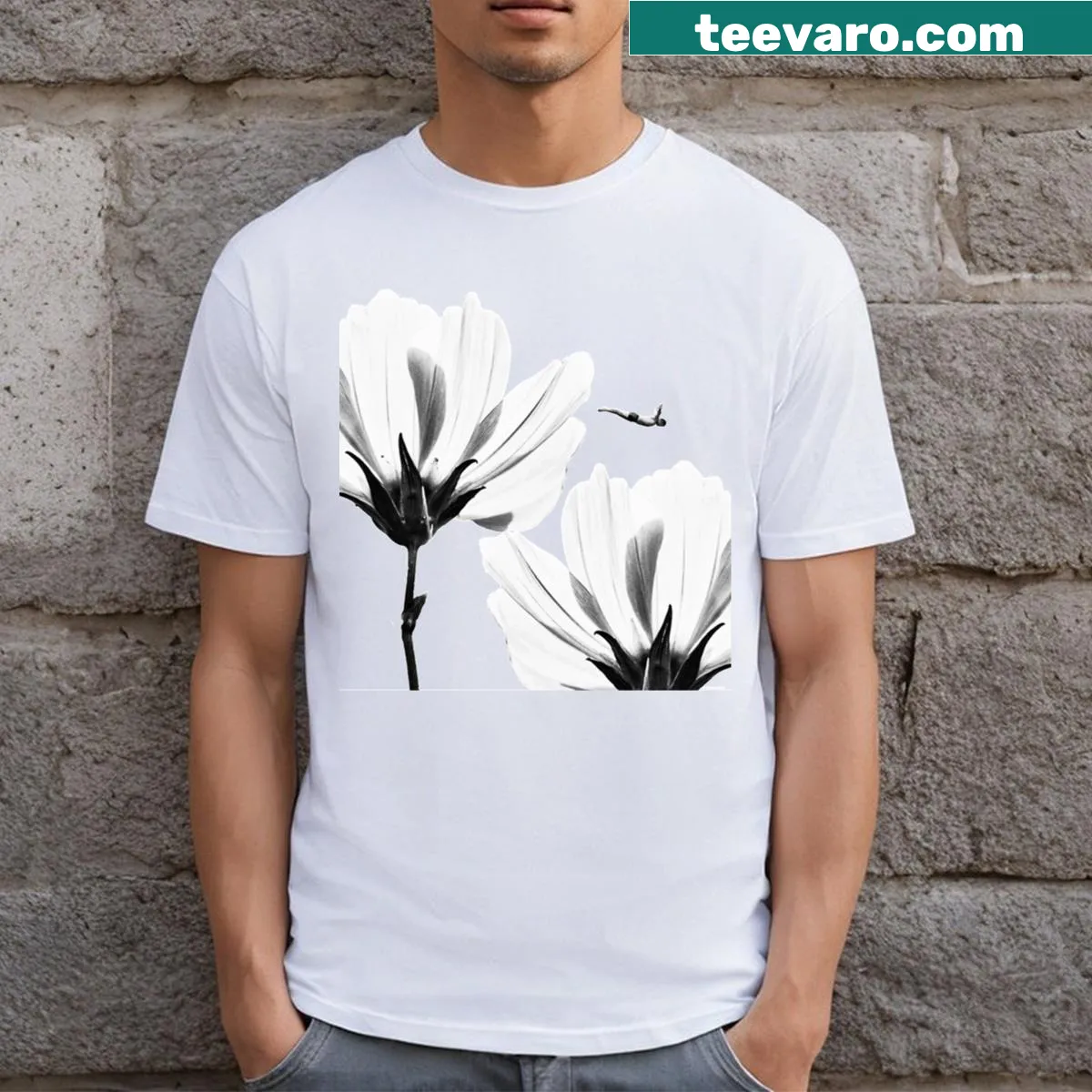 Artistic t-shirt featuring a floral design celebrating nature's beauty. — on a men's t-shirt