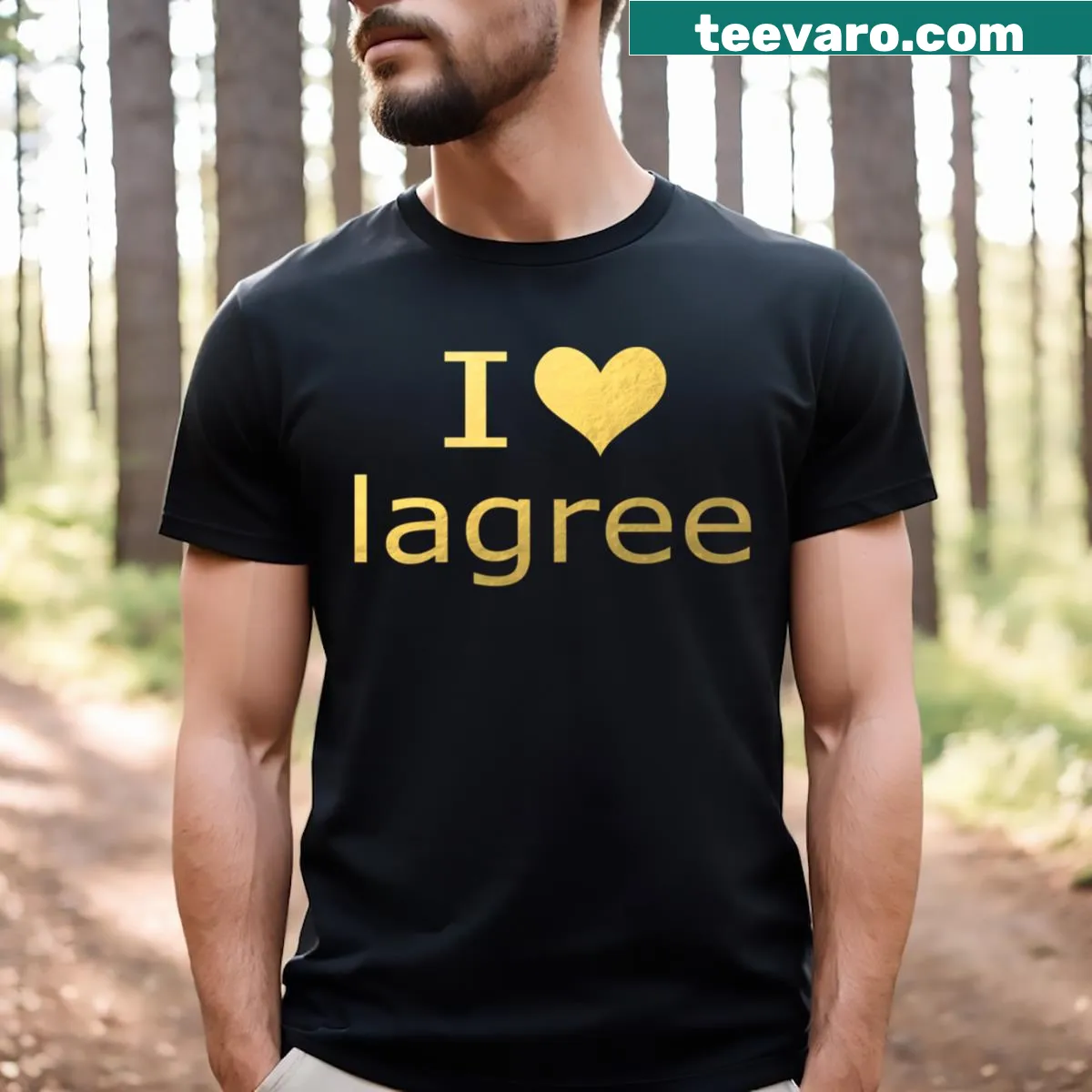 Heart-themed t-shirt celebrating the Lagree fitness method. — on a men's t-shirt