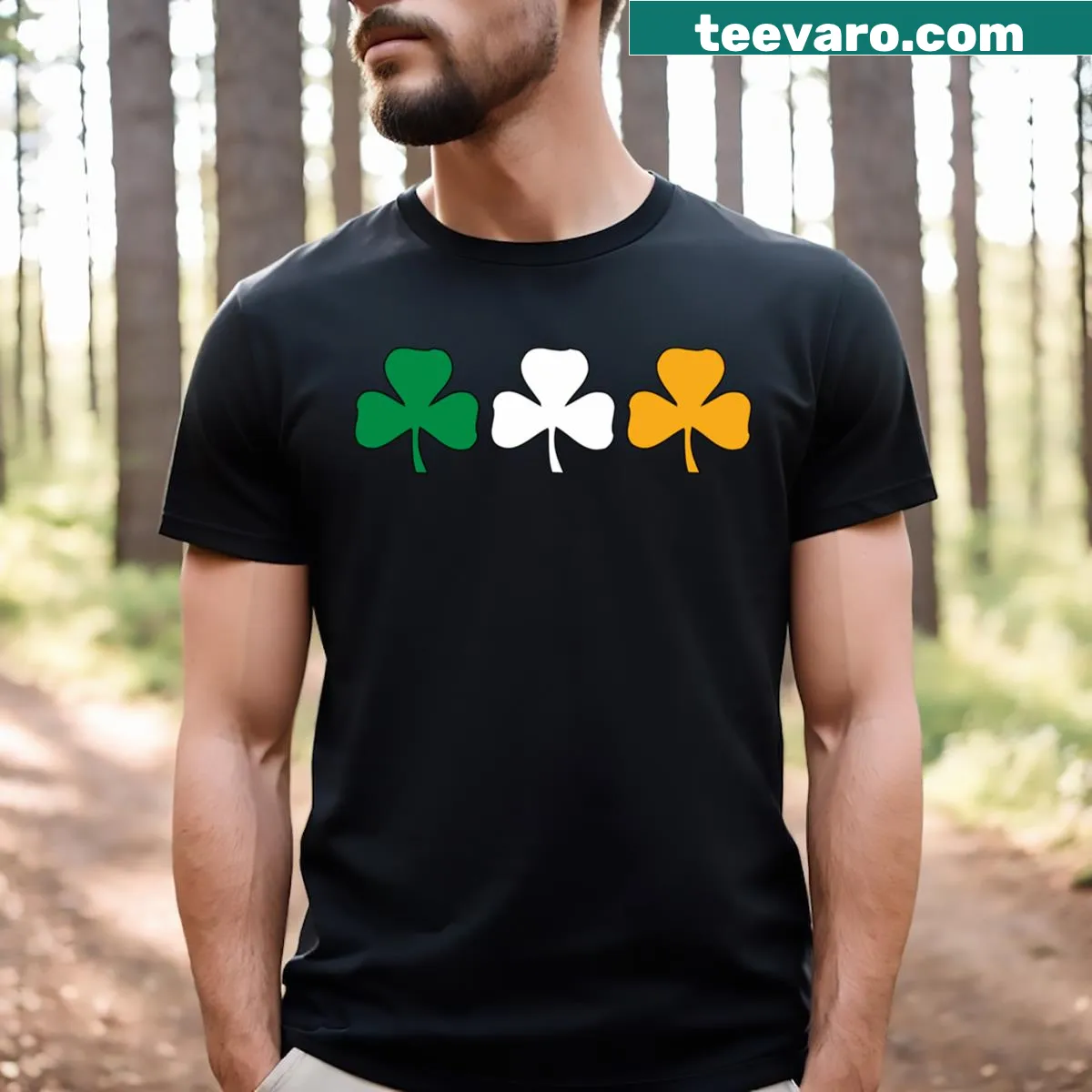 Ireland Shamrock Flag T-shirt with flag design — on a men's t-shirt