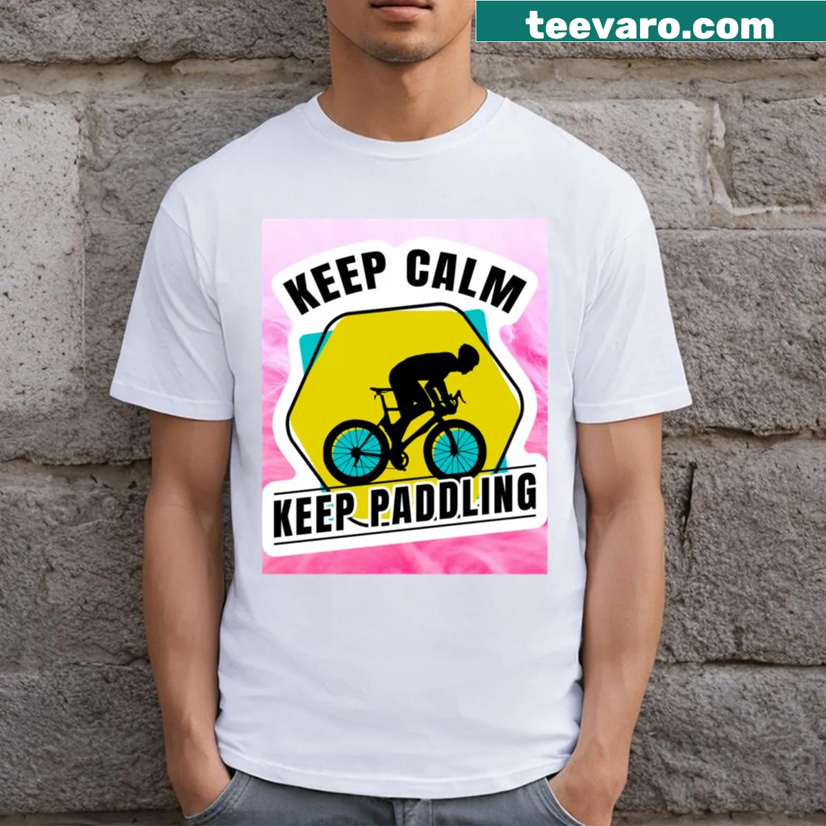 T-shirt with the phrase 'Keep Calm Keep Paddling' — on a men's t-shirt