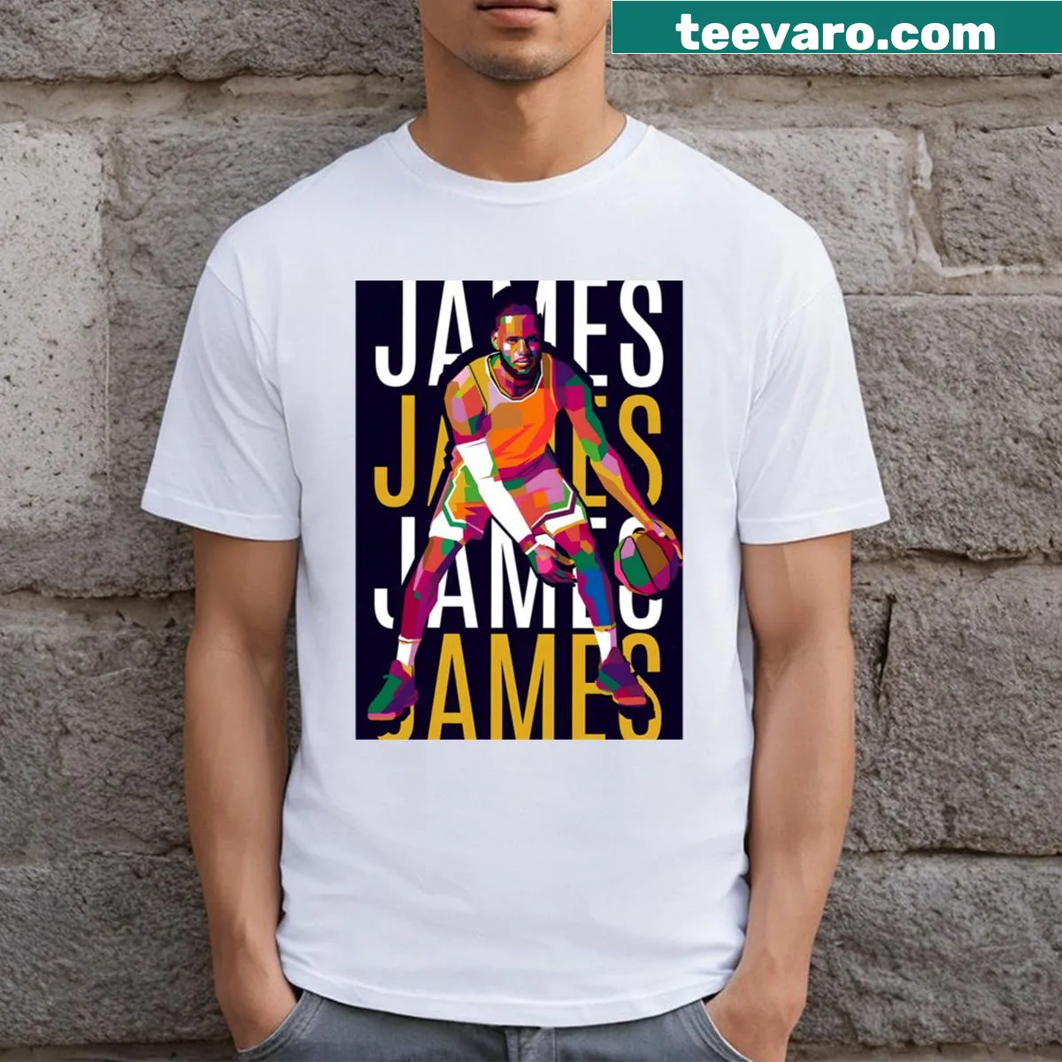 Wpap pop art t-shirt featuring LeBron James — on a men's t-shirt