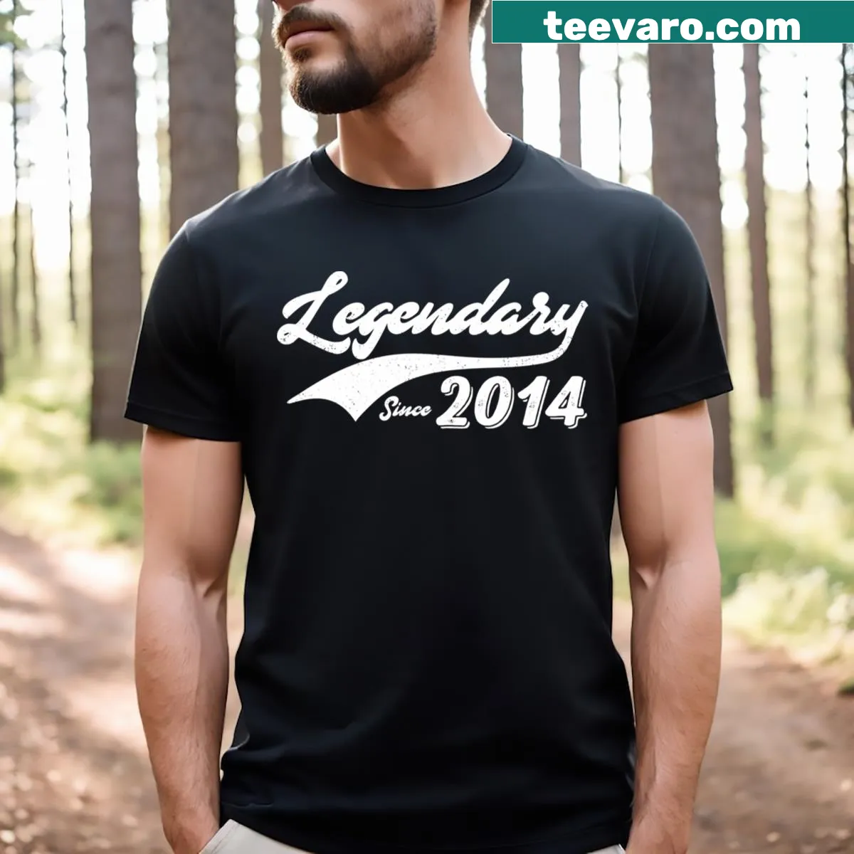 Sporty distressed white t-shirt for baseball fans since 2014 — on a men's t-shirt