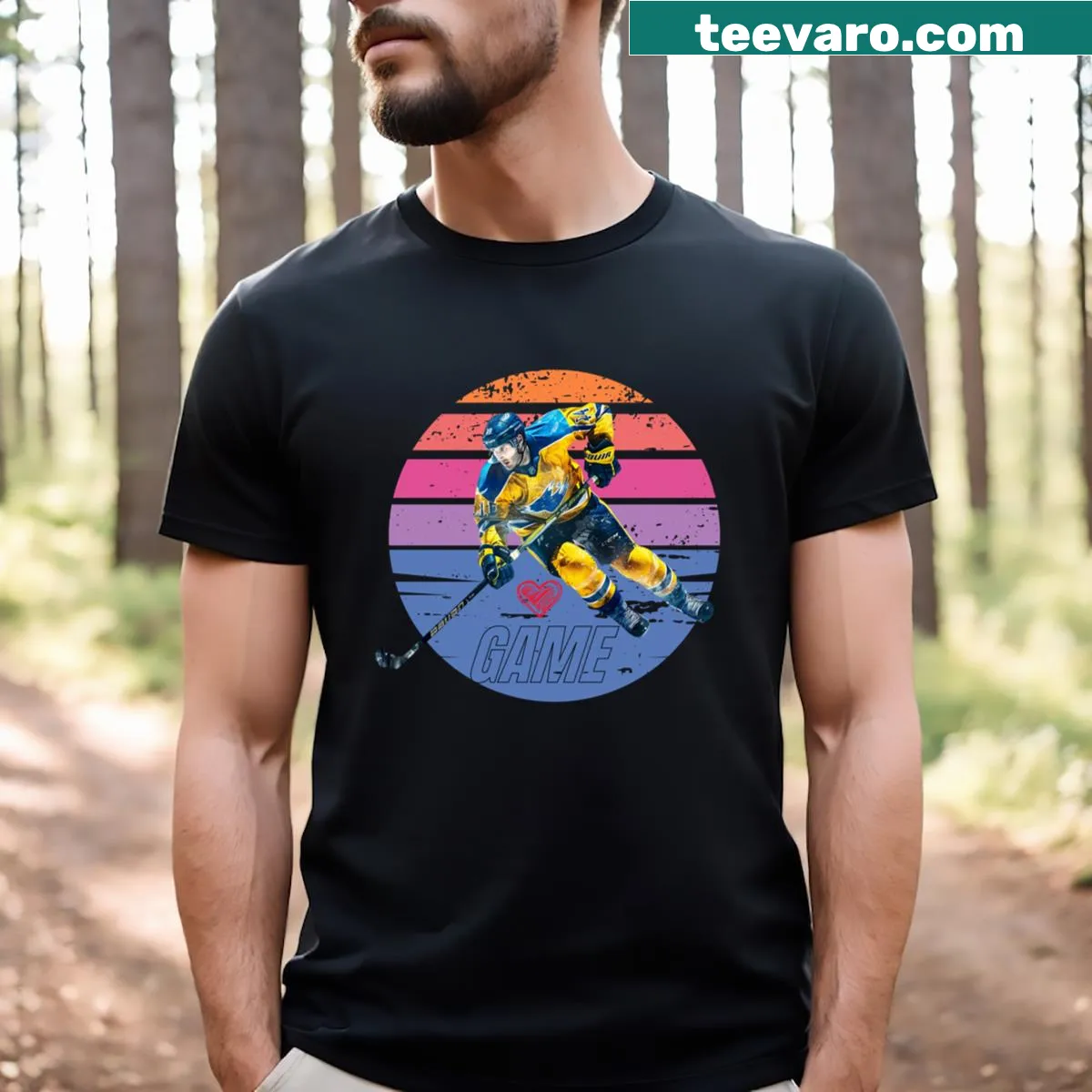 Essential t-shirt with bold text stating 'Love This Game' — on a men's t-shirt