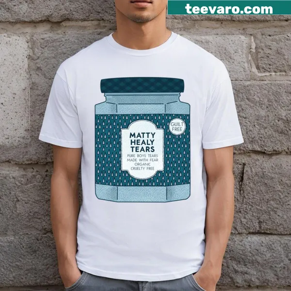 T-shirt featuring a playful illustration of Matty Healy with the text 'Matty Healy Tears'