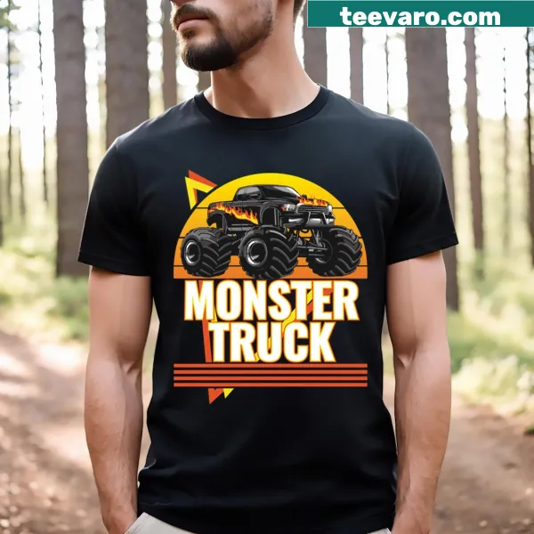 Monster Truck Blaze Of Glory T-shirt with dynamic truck graphic