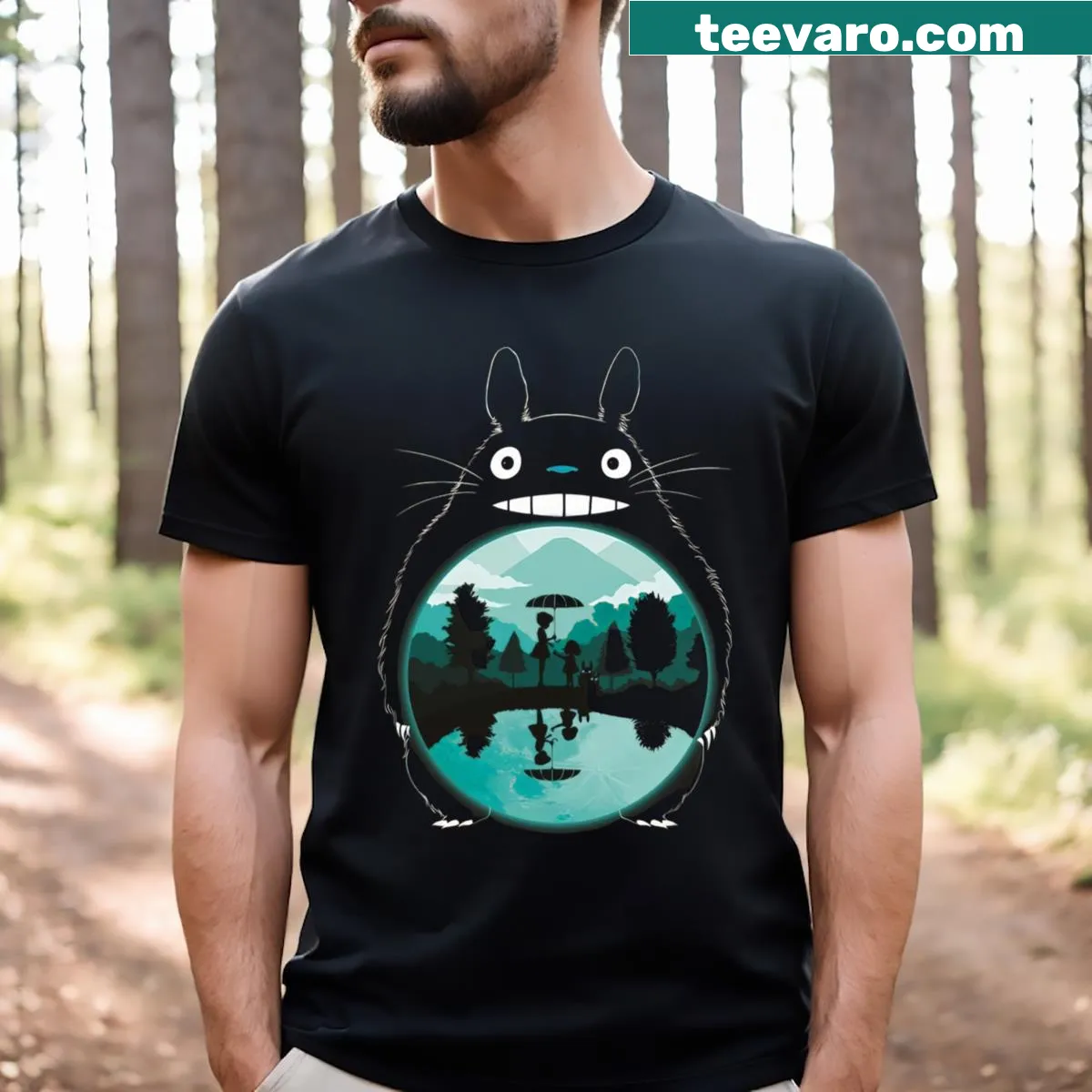 T-shirt featuring a design of Totoro from My Neighbor Totoro — on a men's t-shirt