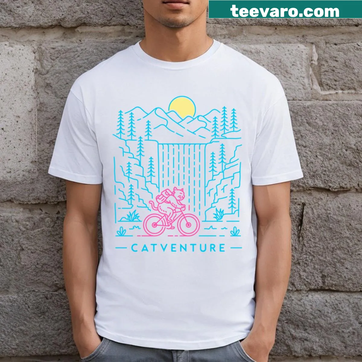 T-shirt celebrating outdoor adventures with a nature-inspired design — on a men's t-shirt