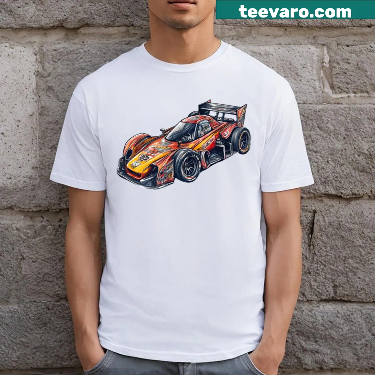 Racing Car T-shirt featuring sleek vehicle graphic — on a men's t-shirt