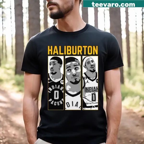Illustration of Tyrese Haliburton in action on a T-shirt
