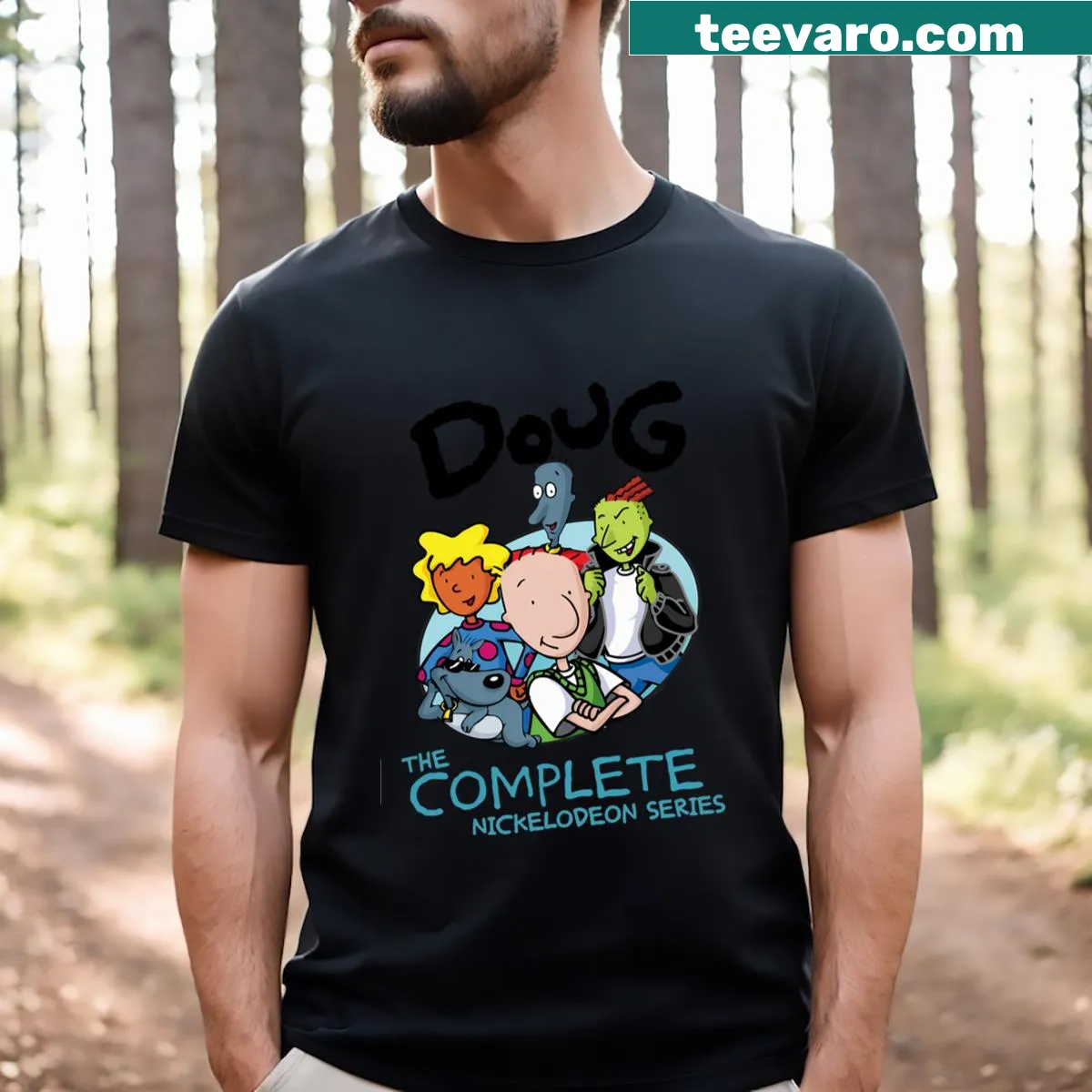 Vintage cartoon design on a T-shirt celebrating childhood shows — on a men's t-shirt