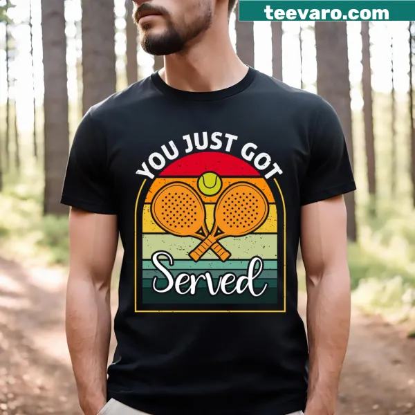 Retro-style T-shirt with 'You Just Got Served' text