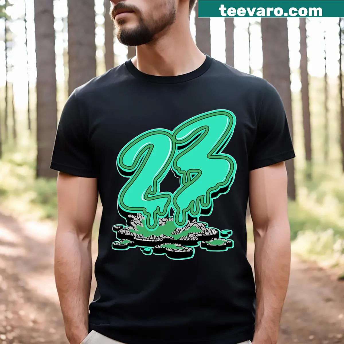 Minimalist typography T-shirt with the number 23 for men — on a men's t-shirt