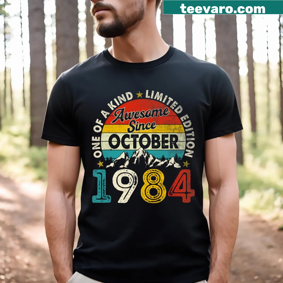 Vintage-style 40 Years Old t-shirt with distressed print — on a men's t-shirt
