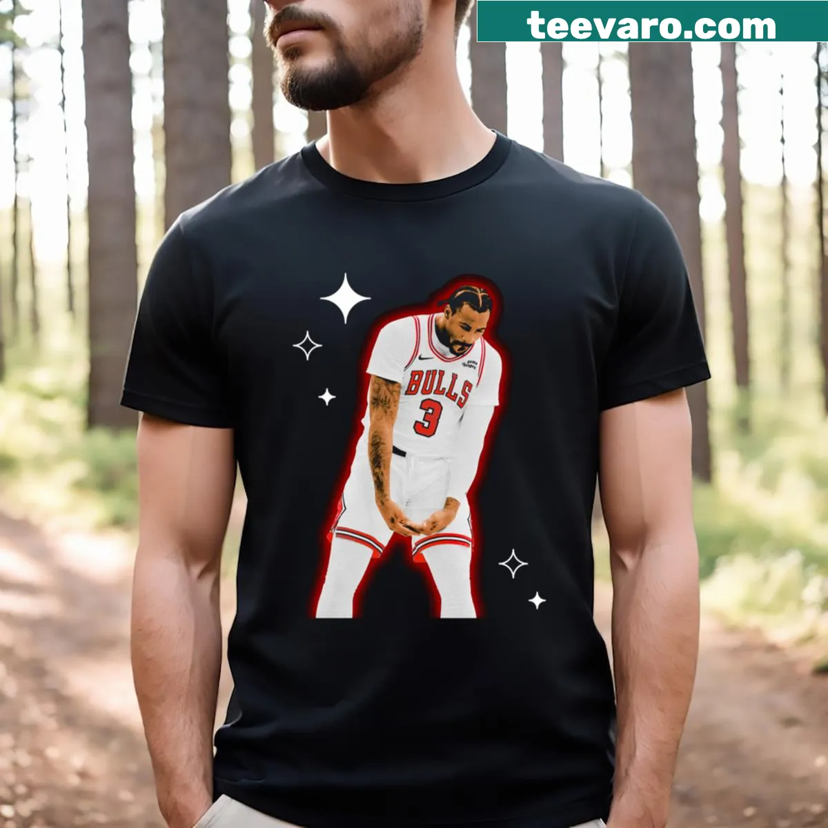Andre Drummond Scream T-shirt featuring an energetic graphic of the player — on a men's t-shirt