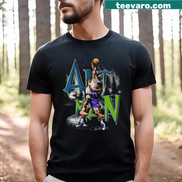 Anthony Edwards Ant Man themed T-shirt with an illustrative graphic.