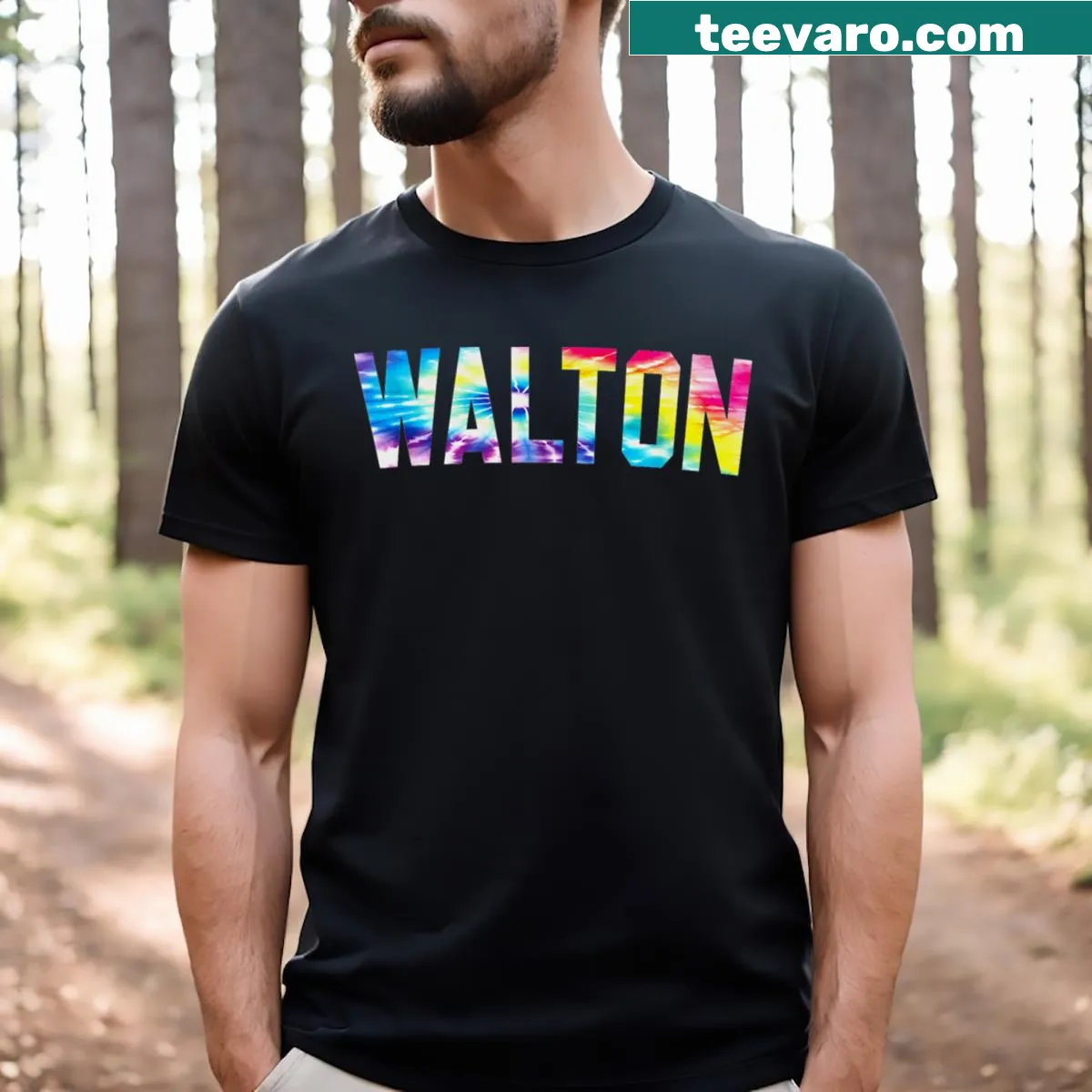 Bill Walton Tie Dye t-shirt with playful design — on a men's t-shirt