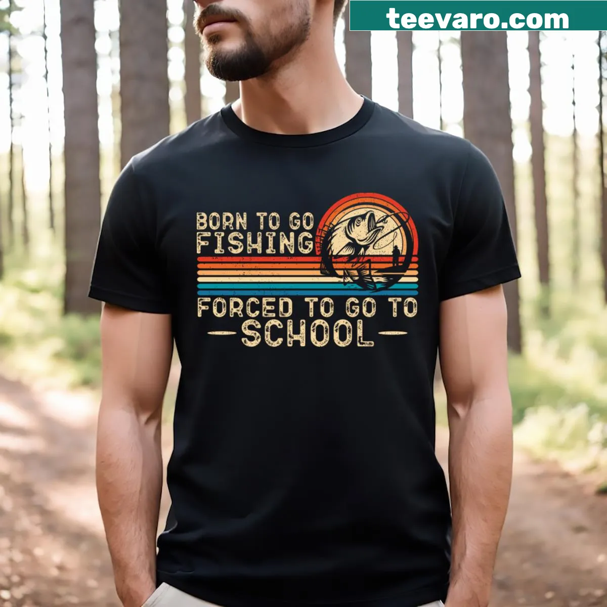 Funny t-shirt about fishing and school obligations — on a men's t-shirt