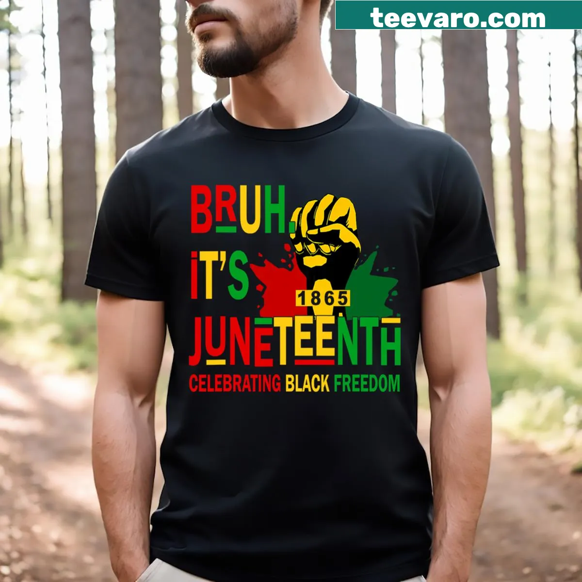 Juneteenth celebration t-shirt for men with playful design — on a men's t-shirt