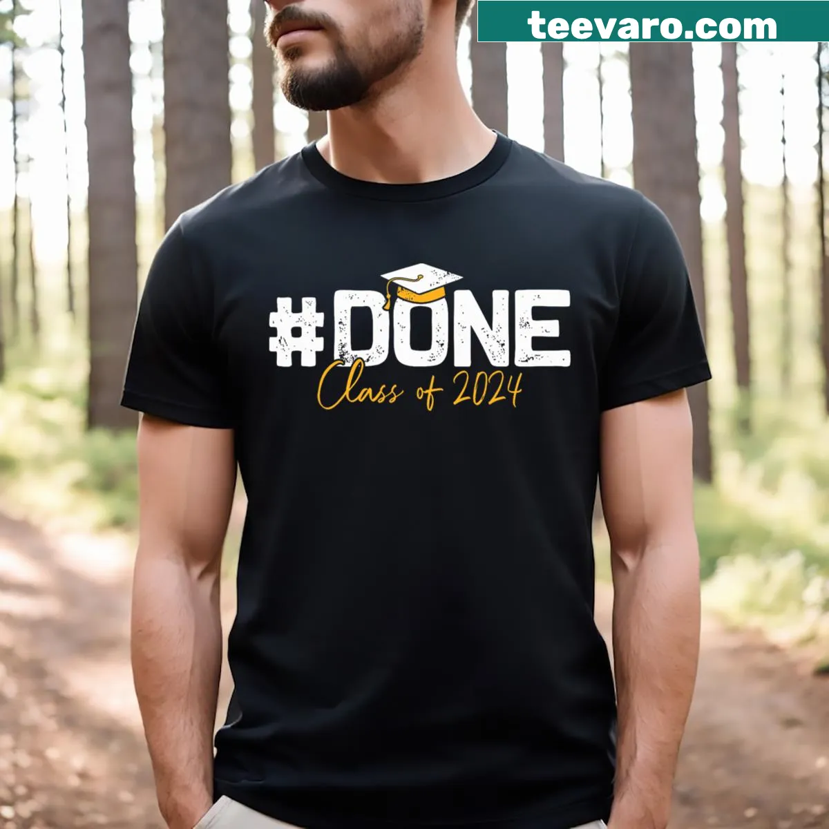 Graduation-themed T-shirt for Class of 2024 — on a men's t-shirt